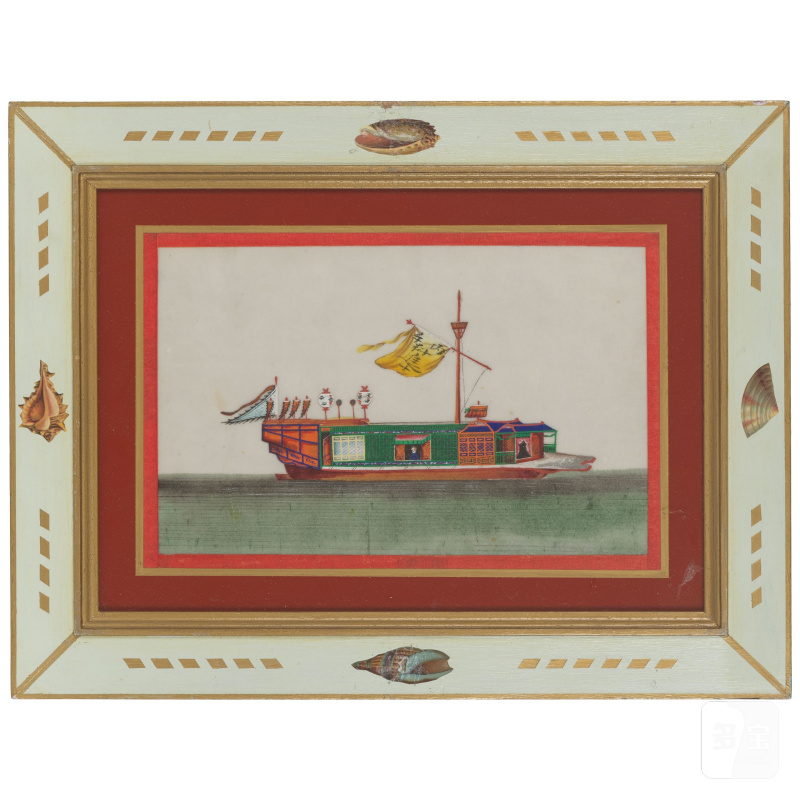 中國畫家 十九世紀 船圖一組十二幅 水粉紙本 鏡框 | CHINESE ARTIST (19TH CENTURY) - 图19